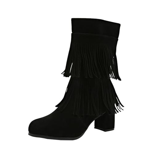 Bottes à franges exclusives à talons hauts et finitions soignées avec zip latéral invisible