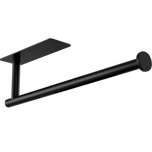 Image of Paper Towel Holder, Under Cabinet Paper Towel Roll Holder Self Adhesive or Drilling, Wall Mounted Matte Black Paper Towel Rack for Kitchen, Bathroom, SUS304 Stainless Steel