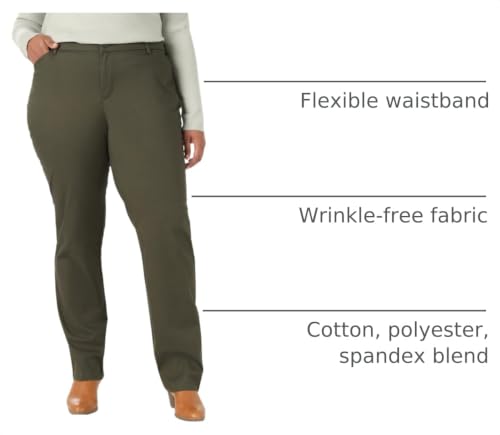 Lee Women's Plus Size Wrinkle Free Relaxed Fit Straight Leg Pant, Frontier Olive, 26 Plus Long - image 3