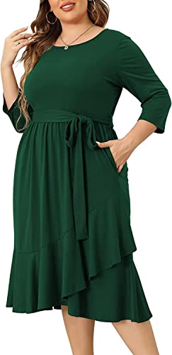 Image of TASHVIKA'S Women's Plus Size Flowy Wrap Ruffle Maxi Dress