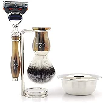 Set di strumenti di rimozione dei capelli classici per gli uomini: pennello da barba di capelli sintetici ciotola