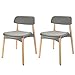 Dripex Lot de 2 Chaises de Salle à Manger avec Pieds en Hêtre Coussins d'Assise en Tissu Lin-Velours, Chaise Cuisine Moderne en Polypropylène pour Salon Cuisine - Gris