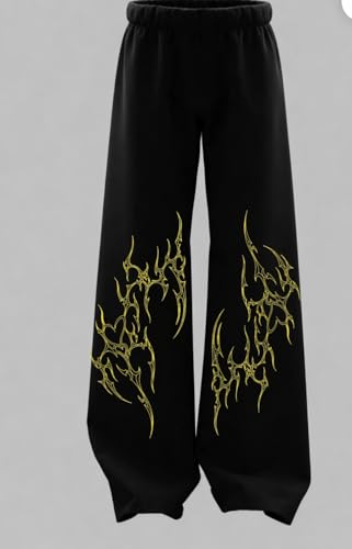 Image of Men's Printed Baggy Pants, Relaxed Fit Cotton Lower, Mid Rise Elastic Waist Joggers with Graphic Design, Casual Wear for Gym, Lounge & Street Style