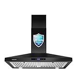 SNDOAS Black Range Hood 30 Inch,Stainless Steel Wall Mounted Kitchen Hood with Touch Controls...