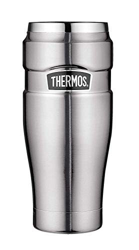 Thermos Stainless King Thermobecher aus Edelstahl Silber 0,47l - Coffee to Go Becher, absolut dicht, spülmaschinenfest, 7h heiß & 18h kalt, mit Haken für Teebeutel, BPA-frei