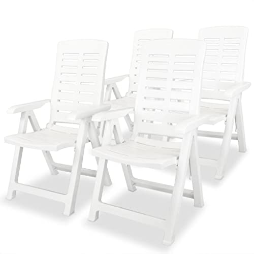 Générique Chaises inclinables de Jardin Lot de 4 Plastique Blanc,Meubles,Mobilier de Jardin,Sièges de Jardin,Chaises de Jardin,Blanc,28.16 KG,275067