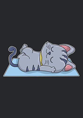 A4 Notizbuch kariert mit Softcover Design: Süße Katze auf Yogamatte: 120...
