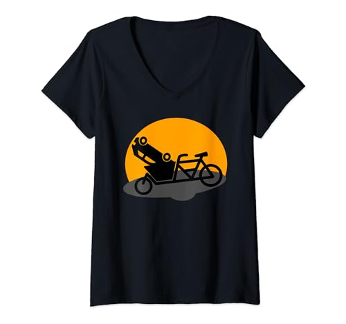 Damen Lastenrad elektro Fahrrad Rad Bike Geschenk T-Shirt mit V-Ausschnitt
