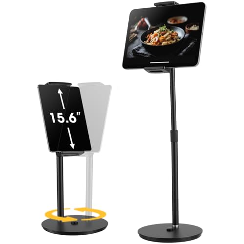 Image of Tablet Stand Holder,ipad Stand for Desk,360 Rotatable Base,13-21 inch Height Adjustable Portable Monitor Stand,Aluminum Desktop Tablet Stand iPad Holder for Desk for 4.7 inch-15.6 inch Kindle, Samsung,Phones