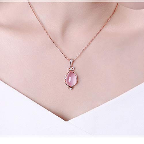 Collier en argent 925 rose fée cristal pendentif chic - 4