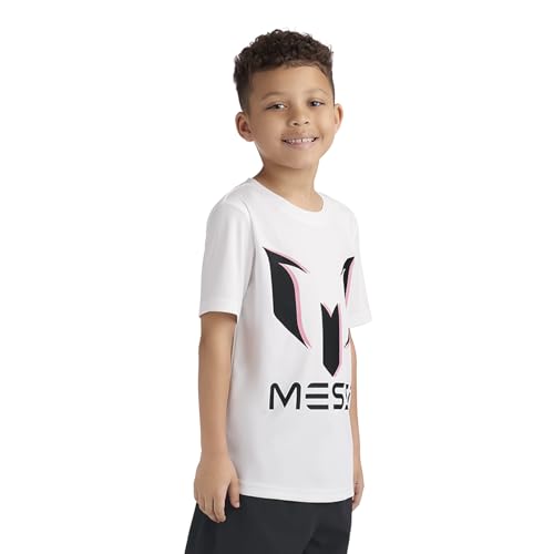Image of Messi Boys' Lifestyle Short Sleeve Top, Loose-Fit Shirt with Logo, Comfortable, All-Day Wear