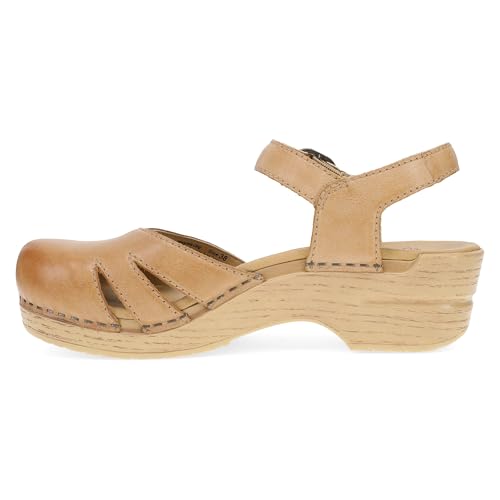 Image of Dansko Margreta Women's Mary Jane Clog - Leather Upper with Cutout Details, Adjustable Strap and Padded Footbed
