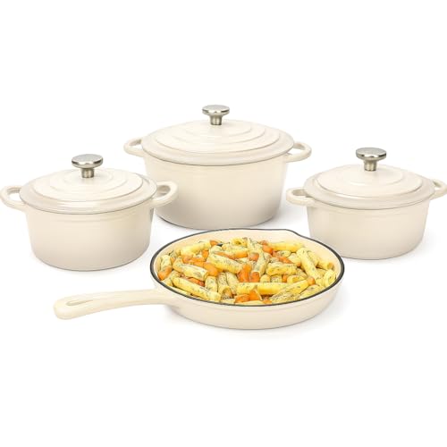 Hisencn 7-Piece Enameled Cast Iron Cookware Set