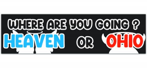 Where Are You Going? Heaven Or Ohio? Funny Gen Z Meme Billboard Cursed Car Bumper Sticker Decal [00357]