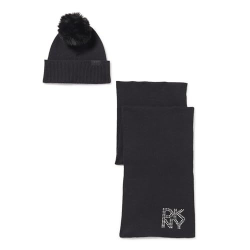 DKNY Women's Accessories Box Set (hat, scarf),Black,0S
