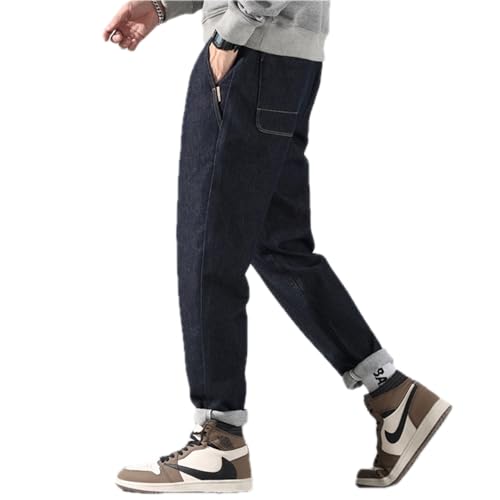 Jeans Pants Trousers Denim Spring Dark Men's Loose Straight Casual Retro Elastic Quality Large4