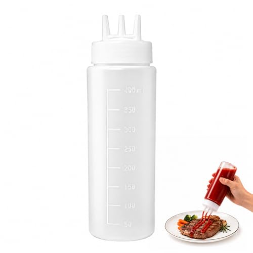 Muexoee Condiment Squeeze Bottles 13.5oz/400ml Large Plastic Squeezy Sauce Bottles Food Grade BPA Free Leak Proof Squeeze Bottles for Sauce Ketchup BBQ Salad Dressing Cooking Art Crafts