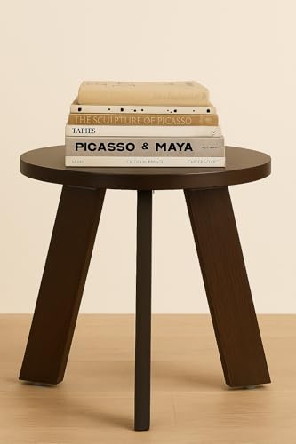 Image of SBF Furniture Mini Round Side Table, 30 cm, Matte Finish, Modern Minimalist Design, 3 Angled Legs (Round Brown)