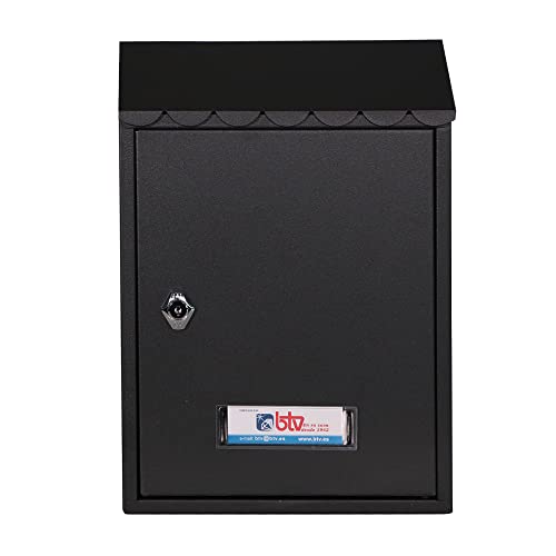 BTV | Buzon de Acero Inoxidable de Exterior | Ideal para Lugares con Espacio Reducido | 305 x 215 x 70 mm | Buzon de Correos en Color Negro Cover
