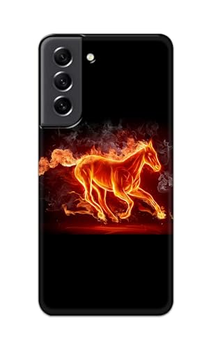 Image of PRINTFIDAA Printed Hard Back Cover Case for Samsung Galaxy S21 FE 5G Back Cover (Fiery Horse) -112