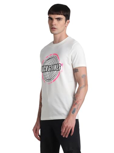 Image of JACK & JONES Men's Cotton Solid Slim Fit T-Shirt