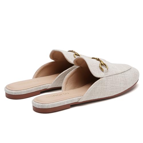 Image of Minorsu Buckle Mules for Women Flats Loafers Shoes for Work Office Business