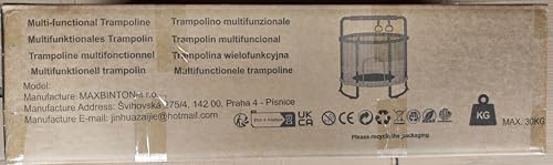 MaxBinTon Children's Trampoline with Safety Net, Adjustable Horizontal Bar and Swing Set, Suitable for Boys and Girls Aged 3-6 (Blue)