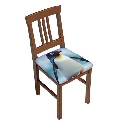 FHEDVBN Cute Penguin Bar Stool Cover Two Pieces Washable Square Seat Cushion Covers Stretch Non Slip Barstool Slipcovers Soft Velvet Chair Covers for Kitchen, Dining Room Decor