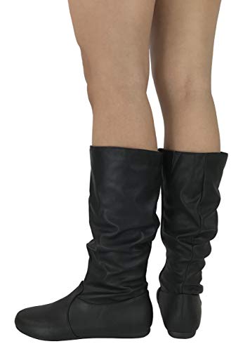 Wells Collection Womens Boots Soft Slouchy Flat to Low Heel Under Knee High4