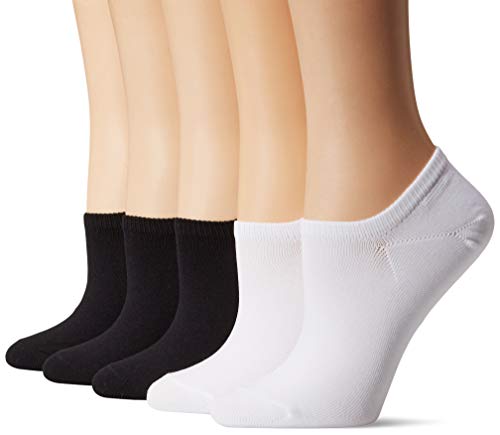 Amazon Brand - Daily Ritual Women's 5-Pack Lightweight Microfiber Nylon Low-Cut Socks, Black/White 6