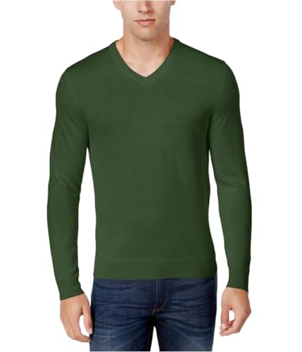 Club Room Mens Wool Blend V-Neck Pullover Sweater Green L