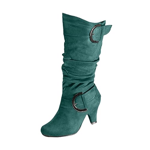 Ladmiple Fall Bo_ots Women Knee_High Wide_Calf Comfortable Cone he_el WesternSlouch Riding Victorian Bo_ots