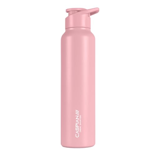 Image of CASPIAN / / / HIke ISI Certified Stainless Steel Water Bottle 1 ltr. (Peach, 1 Litre) | Leak Proof Sipper for Fridge Home Office Travel School Kids Boys Girls Adults Sports Gym Yoga Gift | BPA Free