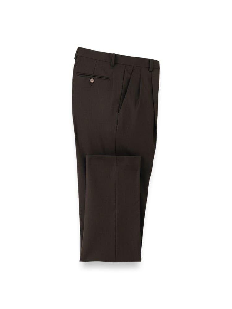Paul Fredrick Mens Wool Stretch Bengaline Pleated Suit Pants