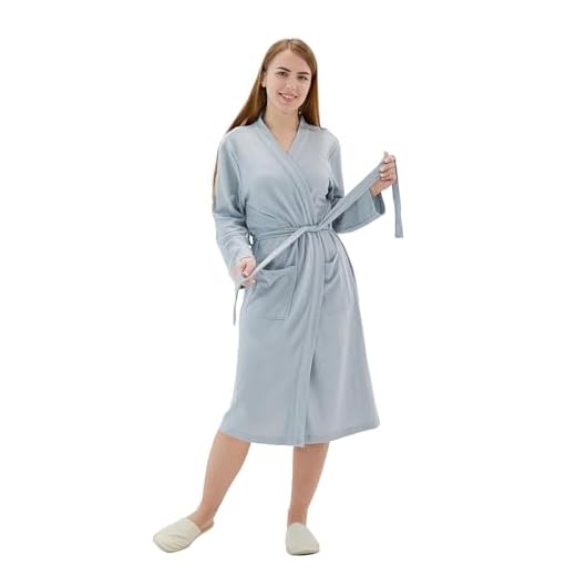 Roupão de banho feminino, quimono de algodão de verão, malha longa, leve, macio, roupa de dormir com decote em V, casual, roupão feminino loungewea para mulheres, A - azul-névoa, XGG