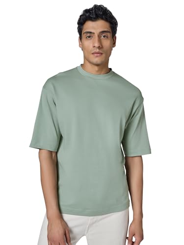 Image of XYXX Drift Oversized Tshirt for Men | 100% Combed Cotton | Solid Roundneck Drop Shoulders Half-Sleeve T Shirt