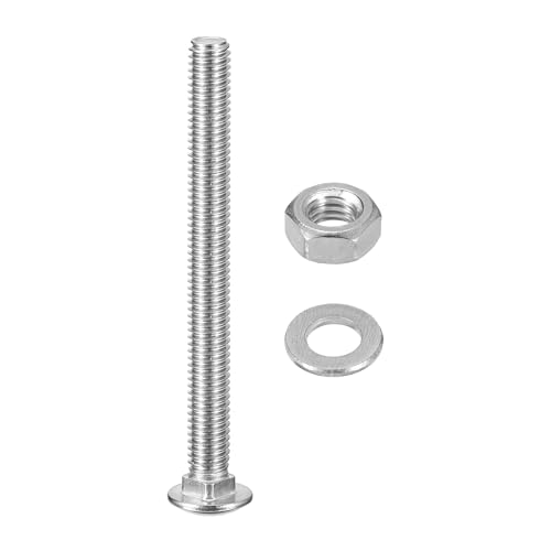 Image of uxcell M6x65mm Square Neck Carriage Bolts with Nuts & Washers, 24Set 304 Stainless Steel Round Head Square Neck Coach Bolt Screws, Silver Tone