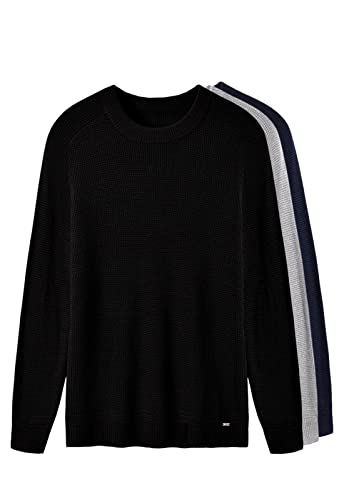 ZHILI Pull à col rond léger respirant doux thermique uni ajusté à manches longues pour homme, noir, XX-Large Cover
