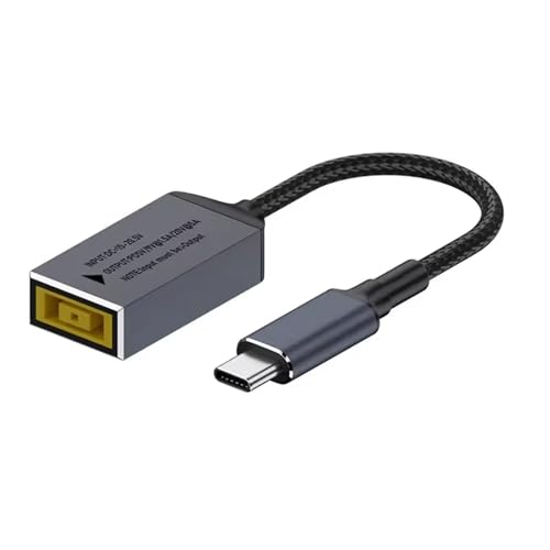 Quadratische &Ouml;ffnung 11x4.5mm auf USB C Stecker Ladekabel, Slim Tip auf Typ C Adapter, PD 100W, 14.5cm lang, Slim Square Yellow Tip zu USB C Konverter, f&uuml;r Laptops, Handys, Tablets, Aufladbares
