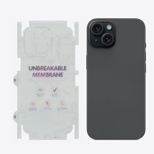 Image of DD SON Matte Finish Full Body Cover Back Protector Compatible with iPhone 15 | Unbreakable Membrane Scratch Guard Full Fit Protective, Case Friendly, (Back & Side) (Pack of 1)