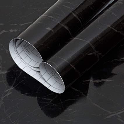 SKOFRI Marble Wallpaper Vinyl PVC Self Adhesive Film Contact Paper Decorative Waterproof Removable Counter Top Wall Stickers Peel and Stick for Kitchen Cabinets Shelf Drawer Liner (Black New) (B09WDVJXHJ) Amazon Price History, Amazon Price Tracker