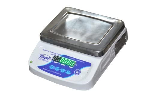 Tapi Weighting Capacity 10kg x 1g Accuracy, Premium Electronic Chargeable Weighing Scale with Green Display, Stainless Steel Pan, 7 x 9 Inches for All Shops and Commercial Purposes