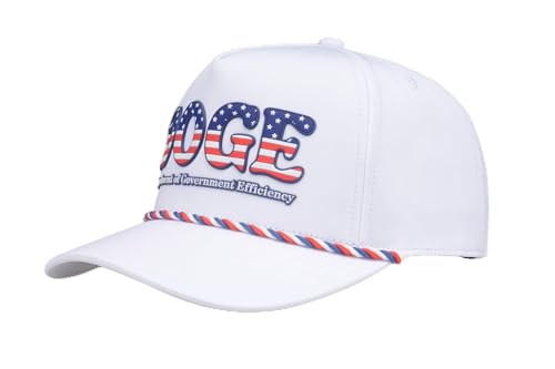 Curves and Clubs Doge Golf Rope Hat | Funny Golf Hat for Men | Crypto Cap | American Flag Hat | Cool Golf Accessories | Unique Gifts for Men | Premium Snapback White