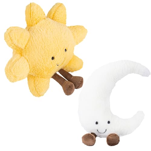 Sun and Moon Plush Smiling Fun Filled Sun Pillow 12 Moon and Sunshine Animal Pillow Soft Plush Toy for Childrens Birthday Gift (2PCS)