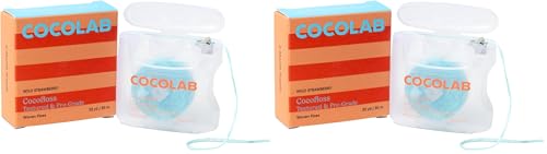 Image of Cocofloss Expanding Woven Dental Floss by Cocolab, Waxed Tooth Floss for Daily Oral Care, Coconut Oil Infused, Vegan, for Adults and Kids, Strawberry Scent (Pack of 2)