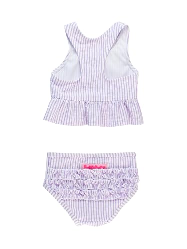 Image of RuffleButts Girls UPF50+ Sun Protection One Shoulder Ruffle Tankini Two Piece Swimsuit