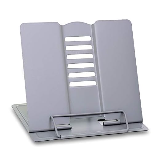 sinzau Atril de lectura portátil multifuncional de metal con 6 niveles ajustables, para cocina y oficina, color gris