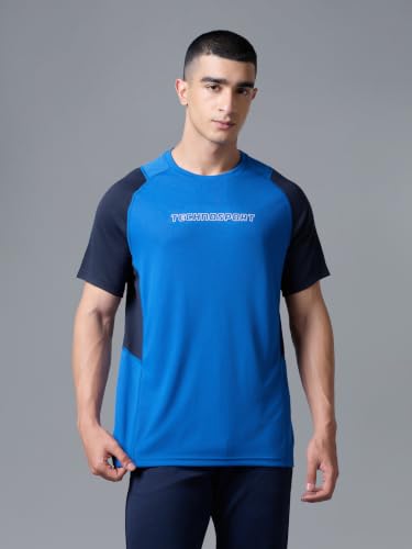 Image of TECHNOSPORT Men's Slim Fit Half Sleeve Crew Neck T-Shirt, TECHNOCOOL+ Quick Dry Moisture Wicking Stretchable Sports Gym and Casual Wear