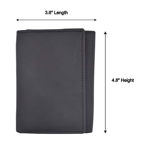 MARSHAL Genuine Leather RFID Blocking Police Badge Holder Trifold Wallet Black with Snap Closure3