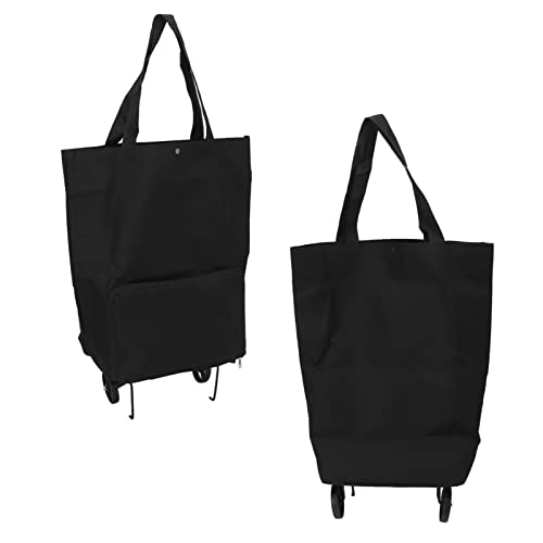 Sac de Rangement à roulettes, Sacs D'épicerie Réutilisables, Panier de Courses Portable, Sac à capacité Portante élevée pour Armoire Alimentaire ou Garage (Noir)